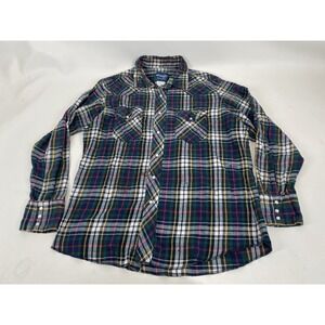 Wrangler Western Shirts Plaid Button Up Snap Front Mens Size L Multicolor